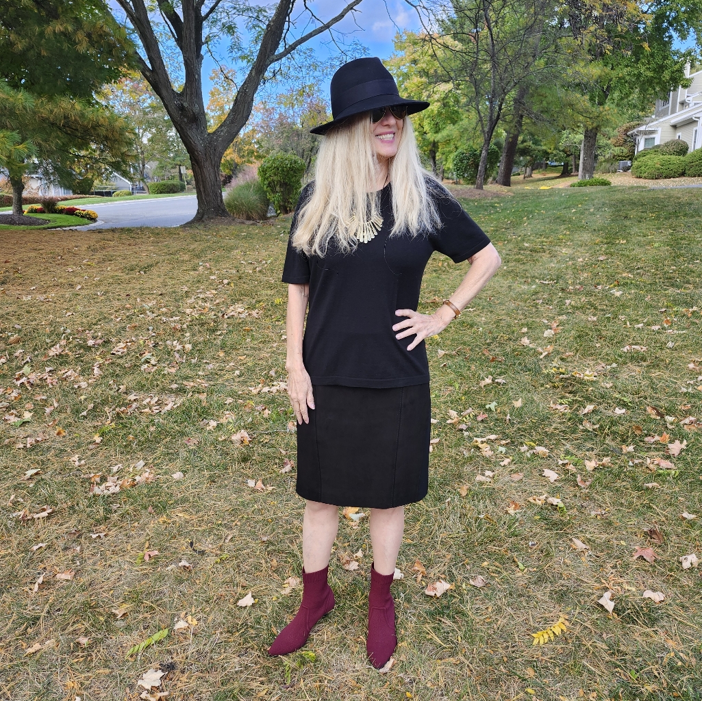 Elie Tahari Leather & Knit Skirt With Trixi Schober Cashmere Sweater, Large, $78